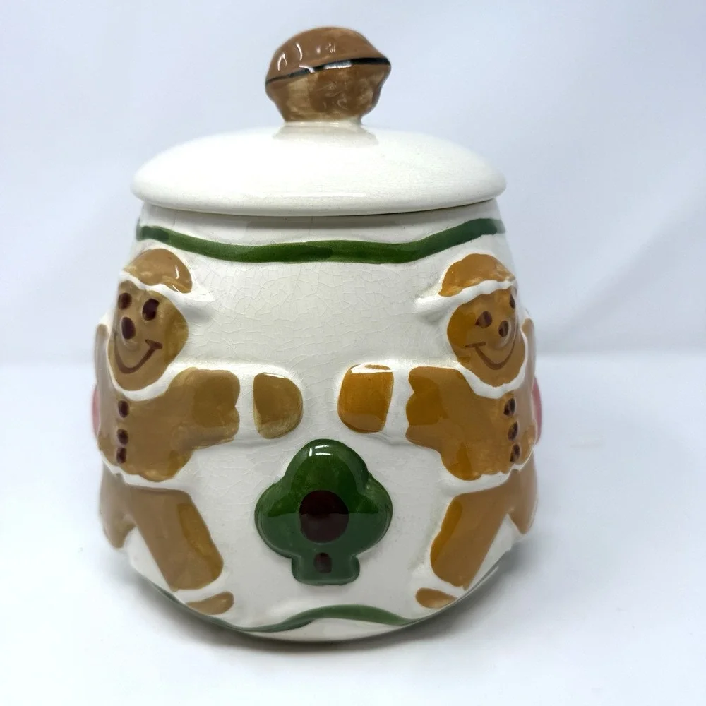 VINTAGE‎ LOS ANGELES POTTERY GINGERBREAD COOKIES ALL OVER COOKIE JAR